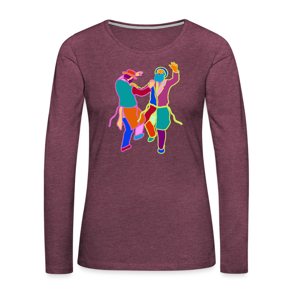 Colorful Dancing Rabbis Women's Premium Long Sleeve T-Shirt - heather burgundy