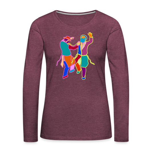 Colorful Dancing Rabbis Women's Premium Long Sleeve T-Shirt - heather burgundy