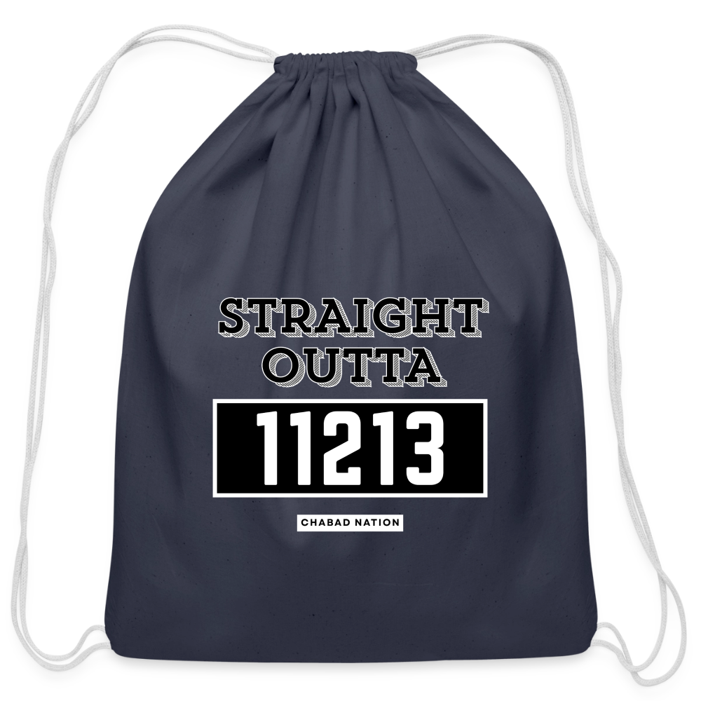 Straight Outta 11213 Cotton Drawstring Bag - navy
