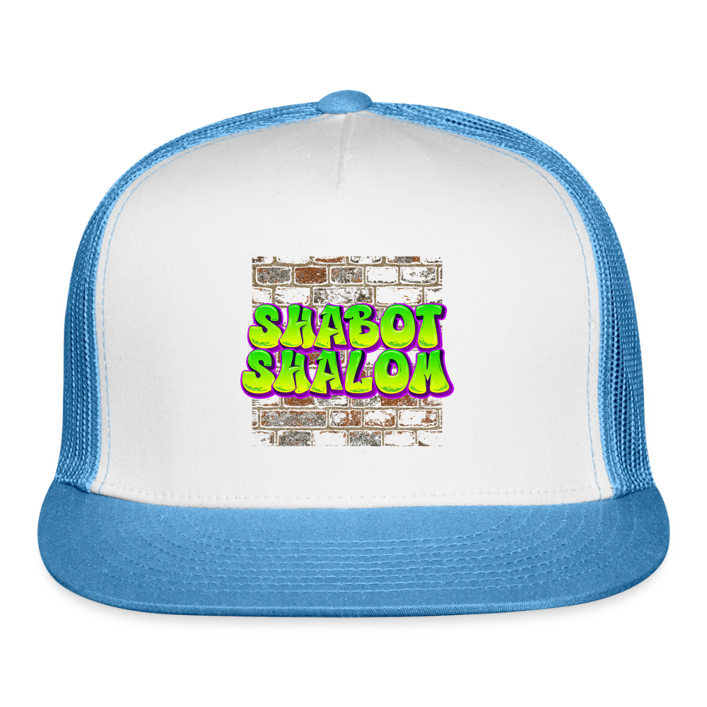 Shabot Shalom Brick 770 Graffiti Trucker Hat - white/blue