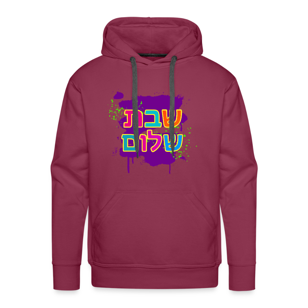 Shabbat Shalom Neon Pop Men’s Premium Hoodie - burgundy