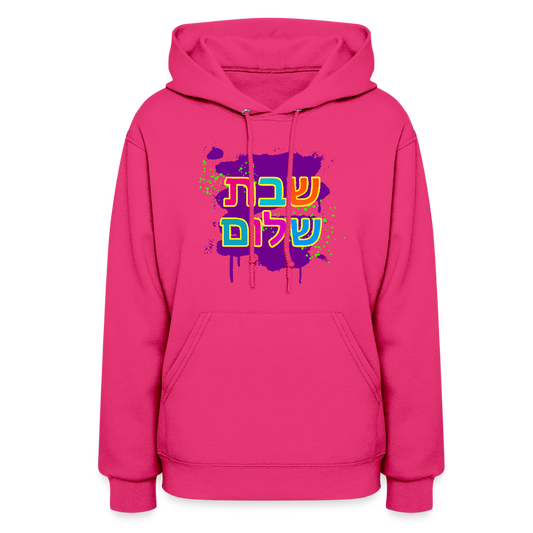 Shabbat Shalom Neon Pop Women's Hoodie - fuchsia