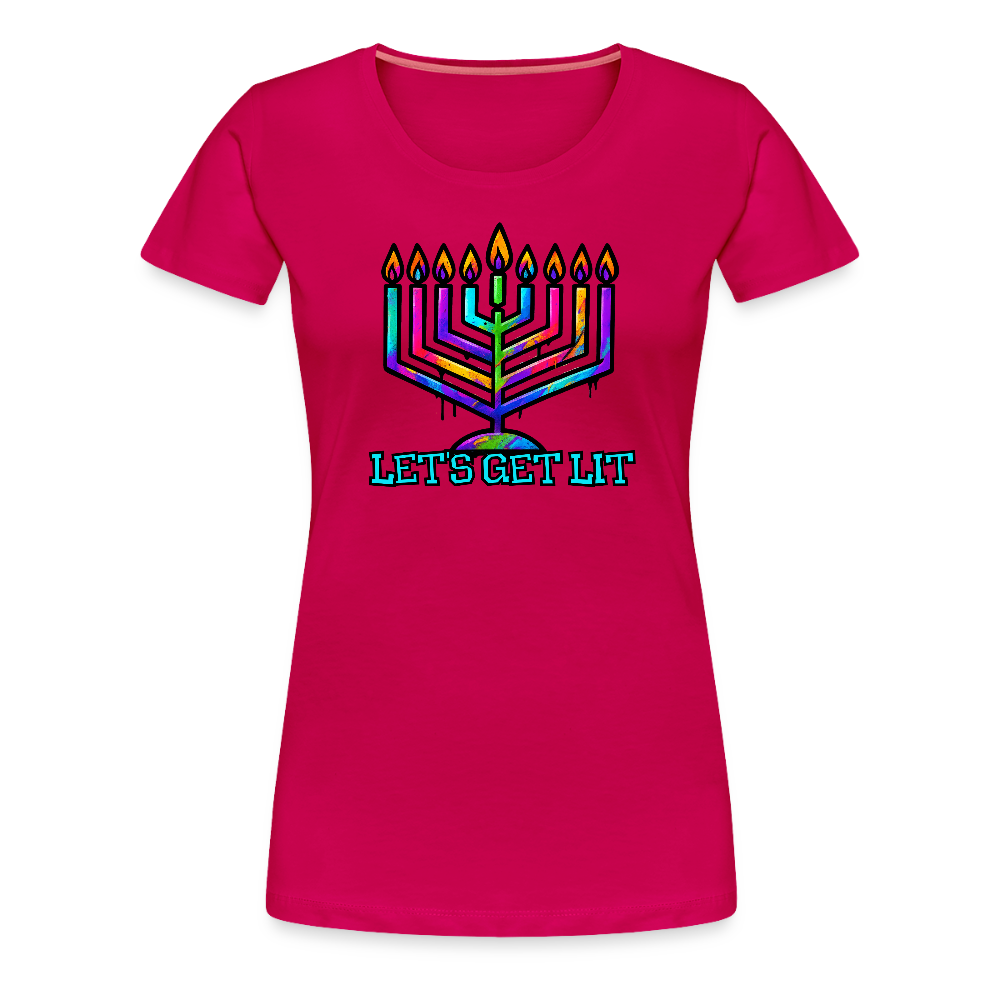 Let's Get Lit Chabad Menorah Women’s Premium T-Shirt - dark pink