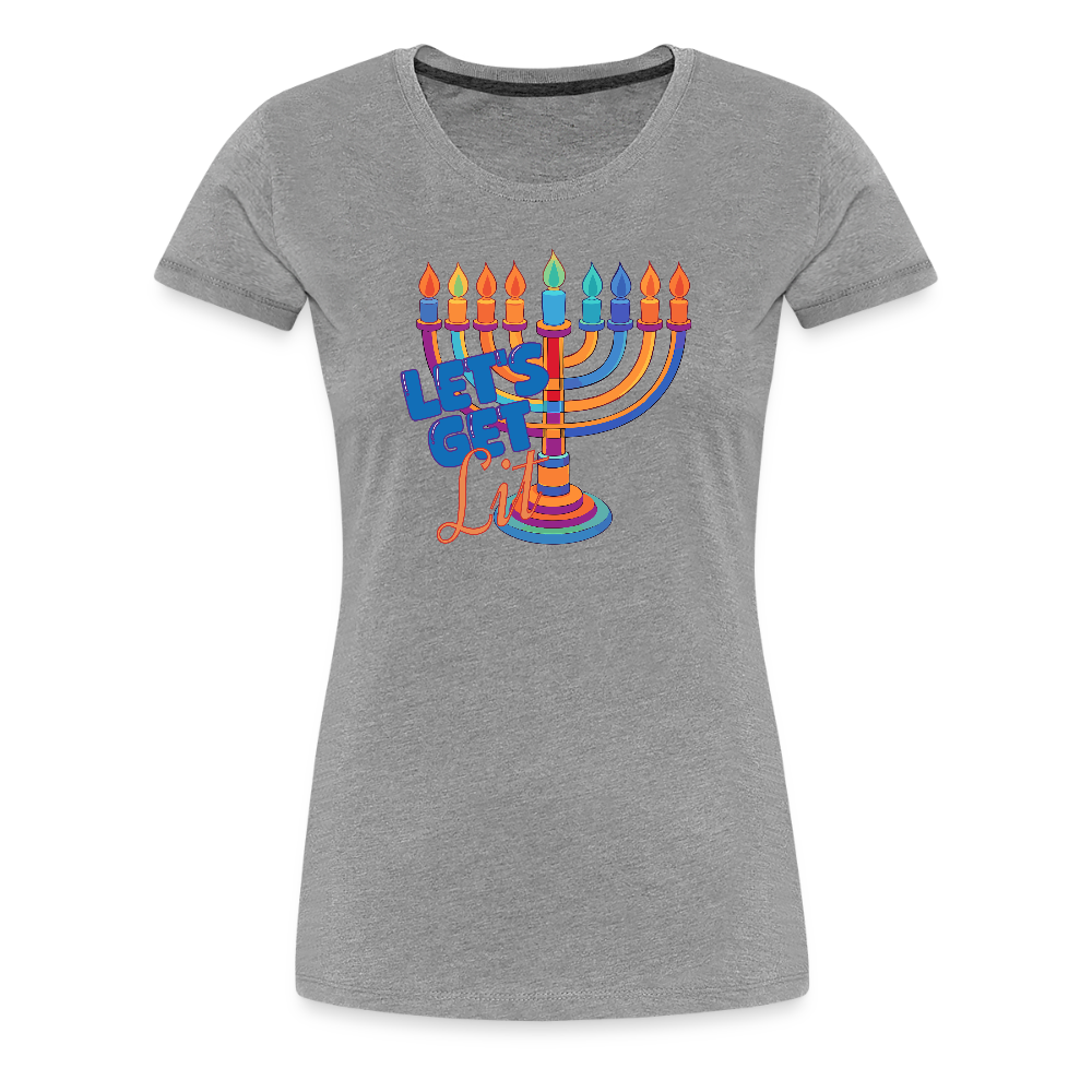 Let's Get Lit Menorah Women’s Premium T-Shirt - heather gray