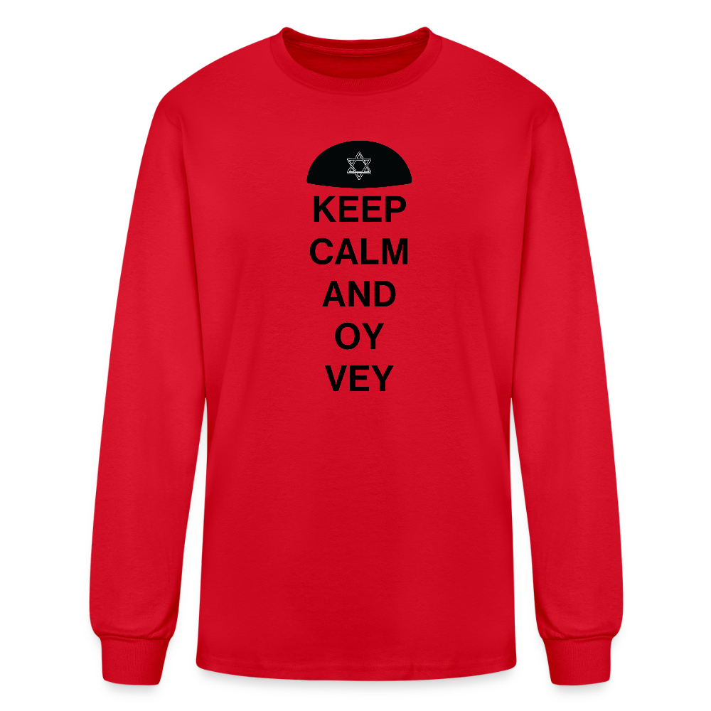Keep Calm and Oy Vey Men's Long Sleeve T-Shirt - red