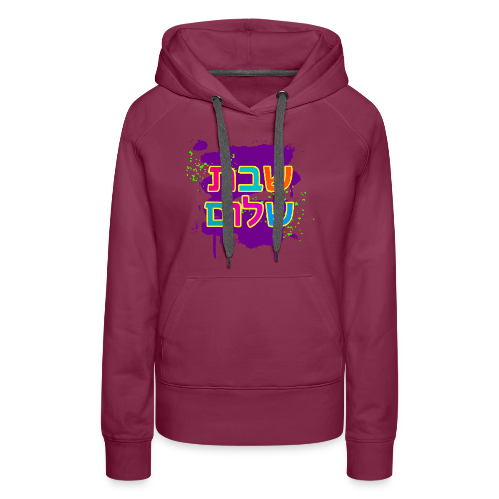 Shabbat Shalom Neon Pop Women’s Premium Hoodie - burgundy