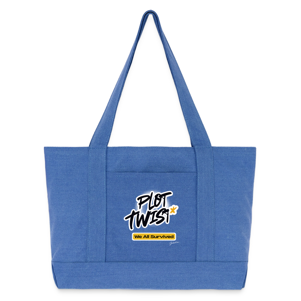 Plot Twist Cotton Pigment Dyed Tote Bag - periwinkle blue