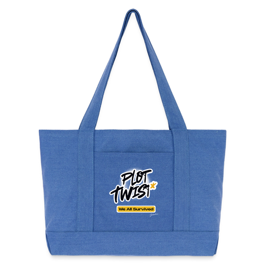 Plot Twist Cotton Pigment Dyed Tote Bag - periwinkle blue