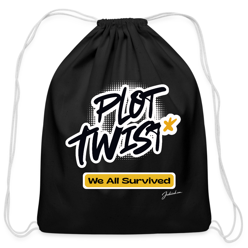 Plot Twist Cotton Drawstring Bag - black