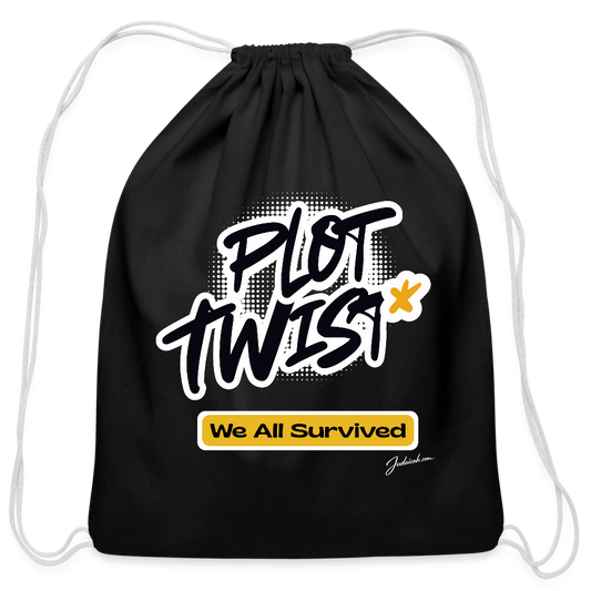 Plot Twist Cotton Drawstring Bag - black