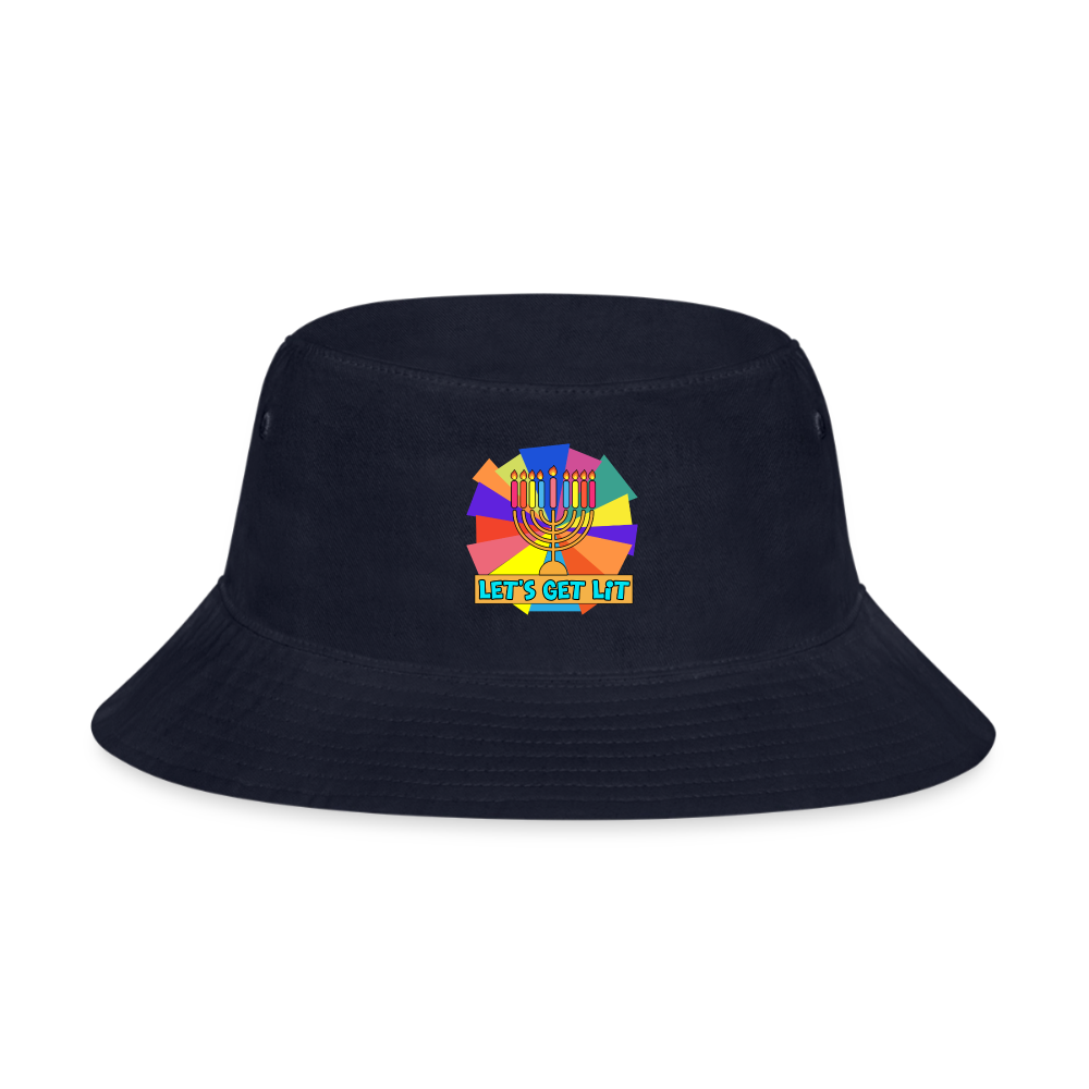 Glow & Get Lit Chanukah Menorah Bucket Hat - navy