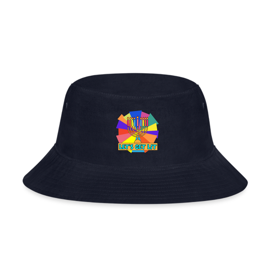 Glow & Get Lit Chanukah Menorah Bucket Hat - navy