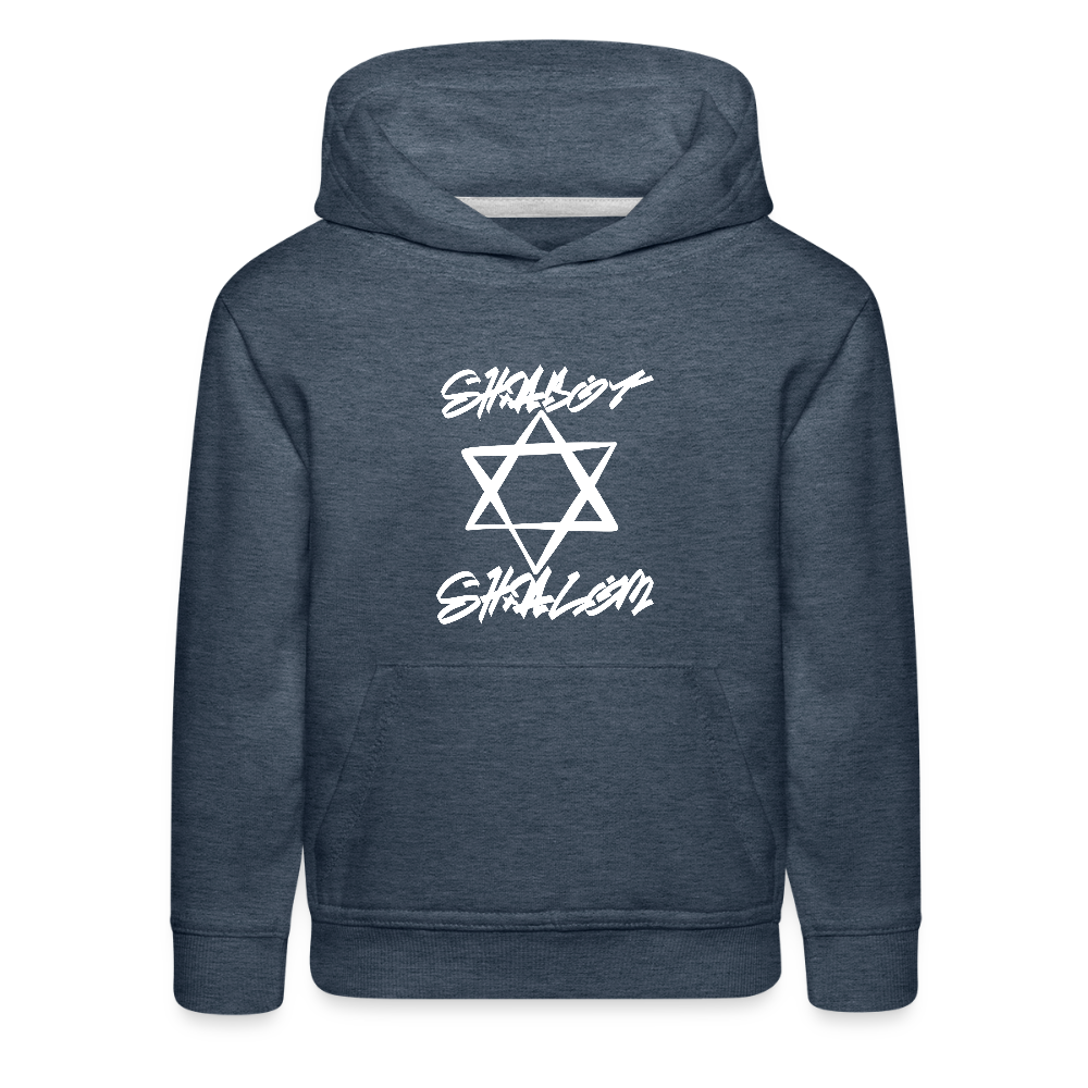 Shabbat Shalom Graffiti Light Star Kids‘ Premium Hoodie - heather denim