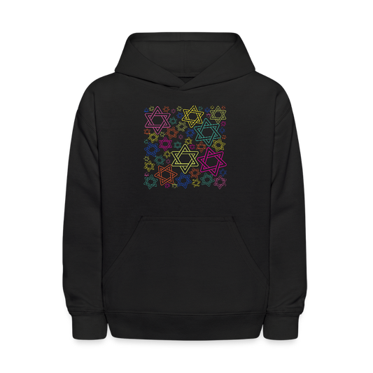 Neon Star of David Festival Kids' Hoodie - black