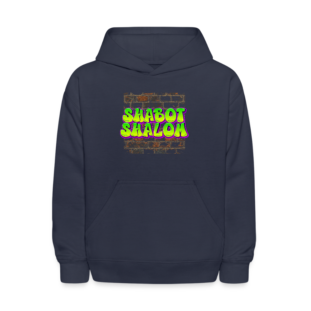 Shabot Shalom Brick 770 Graffiti Kids' Hoodie - navy