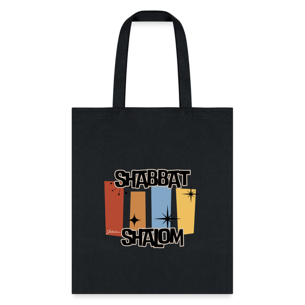 Retro Shabbat Tote Bag - black