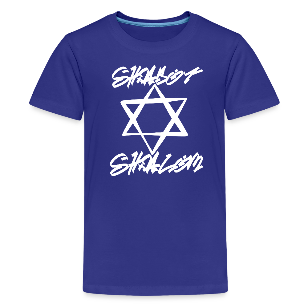 Shabbat Shalom Graffiti Light Star Kids' Premium T-Shirt - royal blue