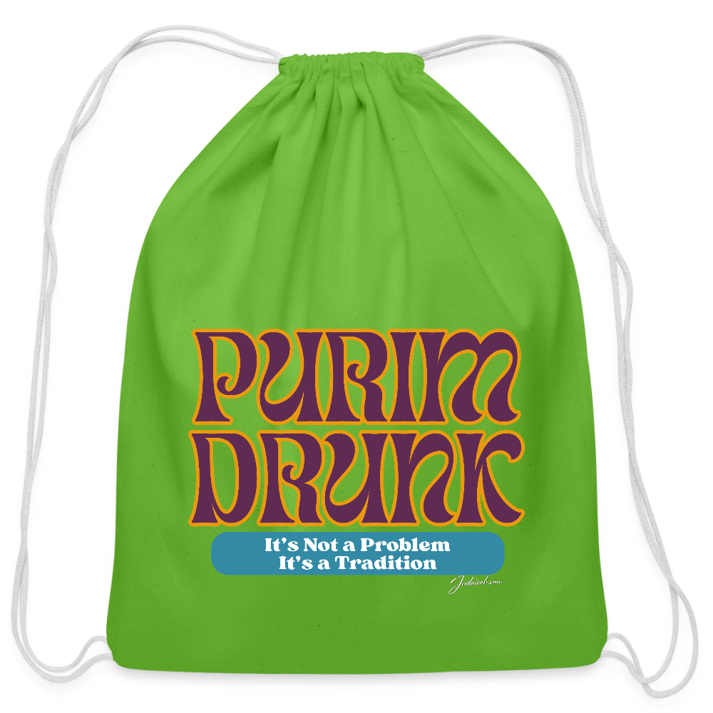 Purim Drunk Cotton Drawstring Bag - clover
