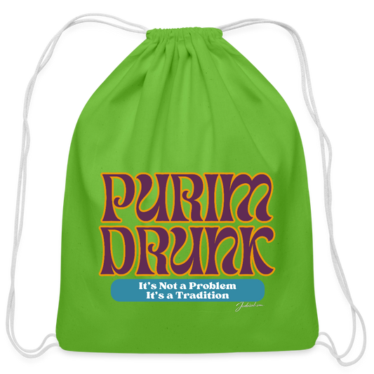Purim Drunk Cotton Drawstring Bag - clover