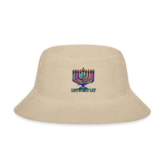 Let’s Get Lit Chabad Menorah Bucket Hat - cream