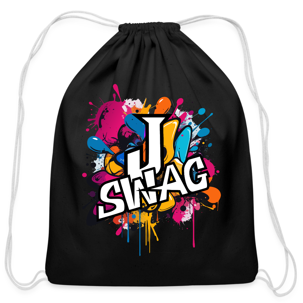 Jswag Logo Cotton Drawstring Bag - black