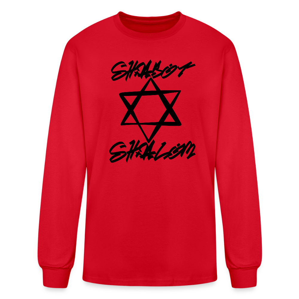 Shabbath Shalom Graffiti Star Men's Long Sleeve T-Shirt - red