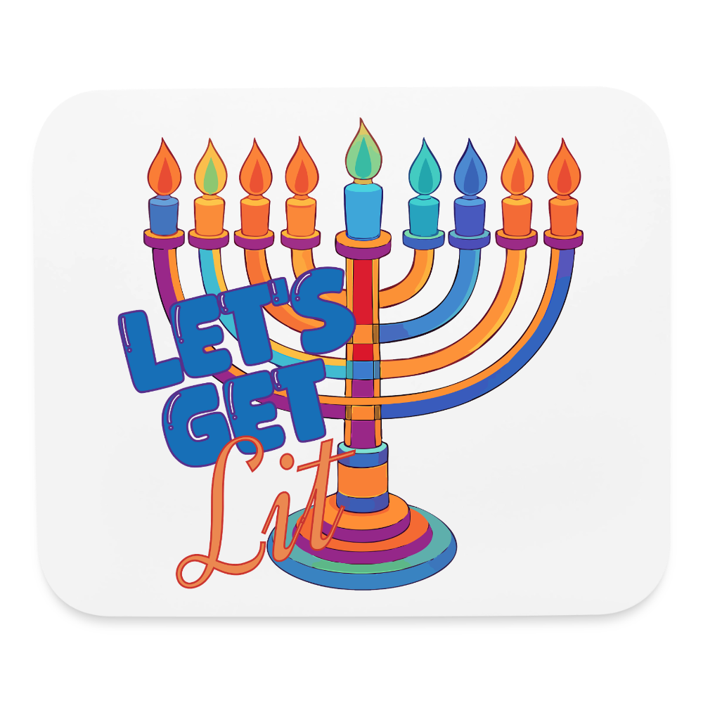 Let’s Get Lit Menorah Mouse pad Horizontal - white
