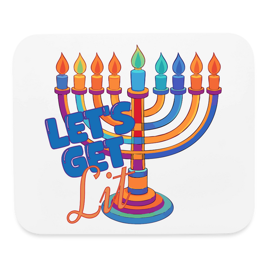 Let’s Get Lit Menorah Mouse pad Horizontal - white