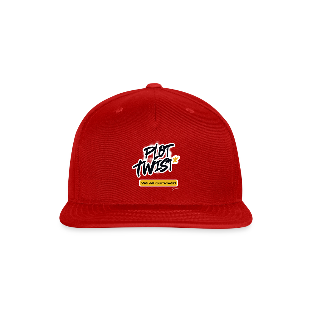 Plot Twist Snapback Baseball Cap - red