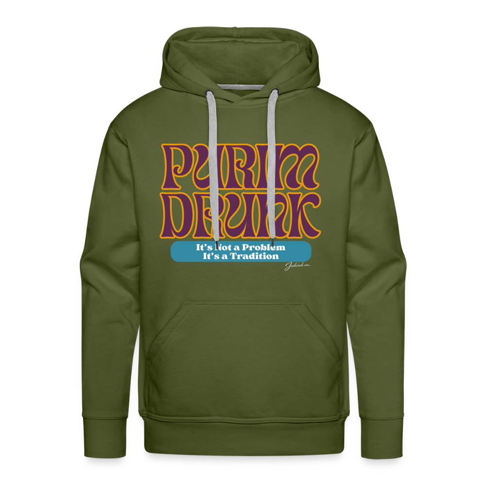 Purim Drunk Men’s Premium Hoodie - olive green