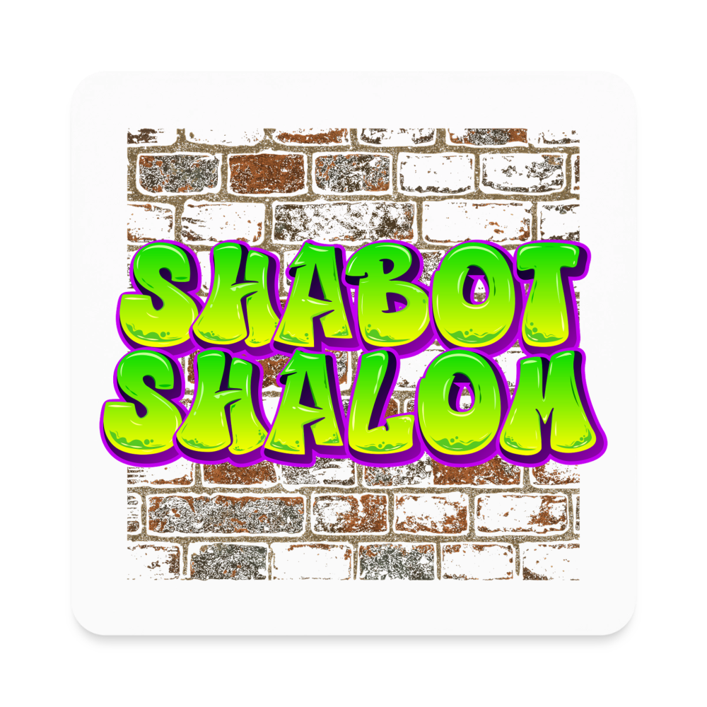Shabot Shalom Brick 770 Graffiti Square Magnet - white