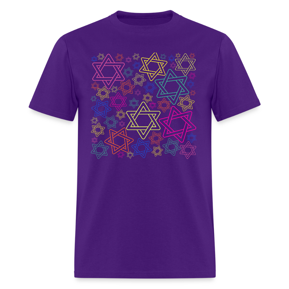 Neon Star of David Festival Men's T-Shirt | GILDAN 5000 - purple