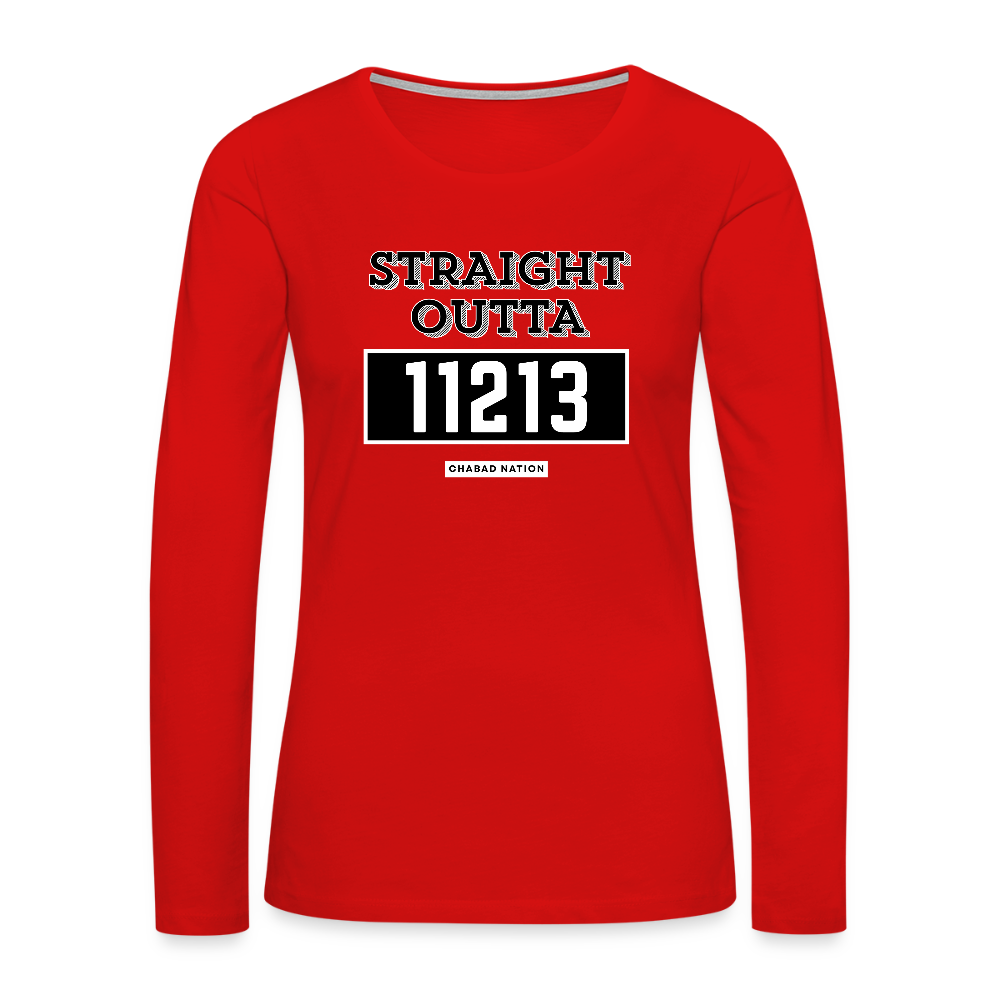 Straight Outta 11213 Women's Premium Long Sleeve T-Shirt - red