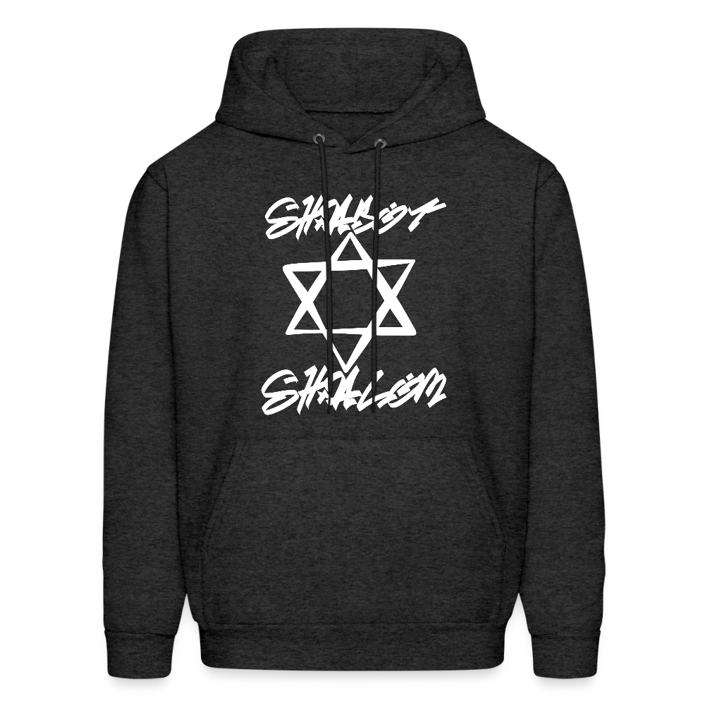 Shabbat Shalom Graffiti Light Star Men's Hoodie - charcoal grey