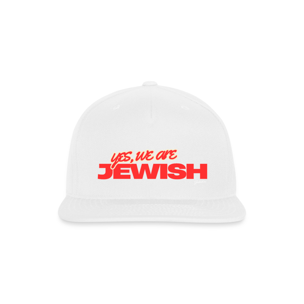 Yes, We're Jewish Snapback Baseball Cap - white