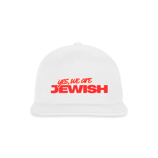Yes, We're Jewish Snapback Baseball Cap - white