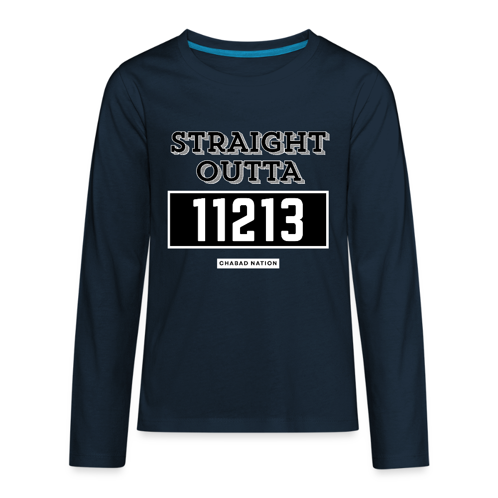 Straight Outta 11213 Kids' Premium Long Sleeve T-Shirt - deep navy
