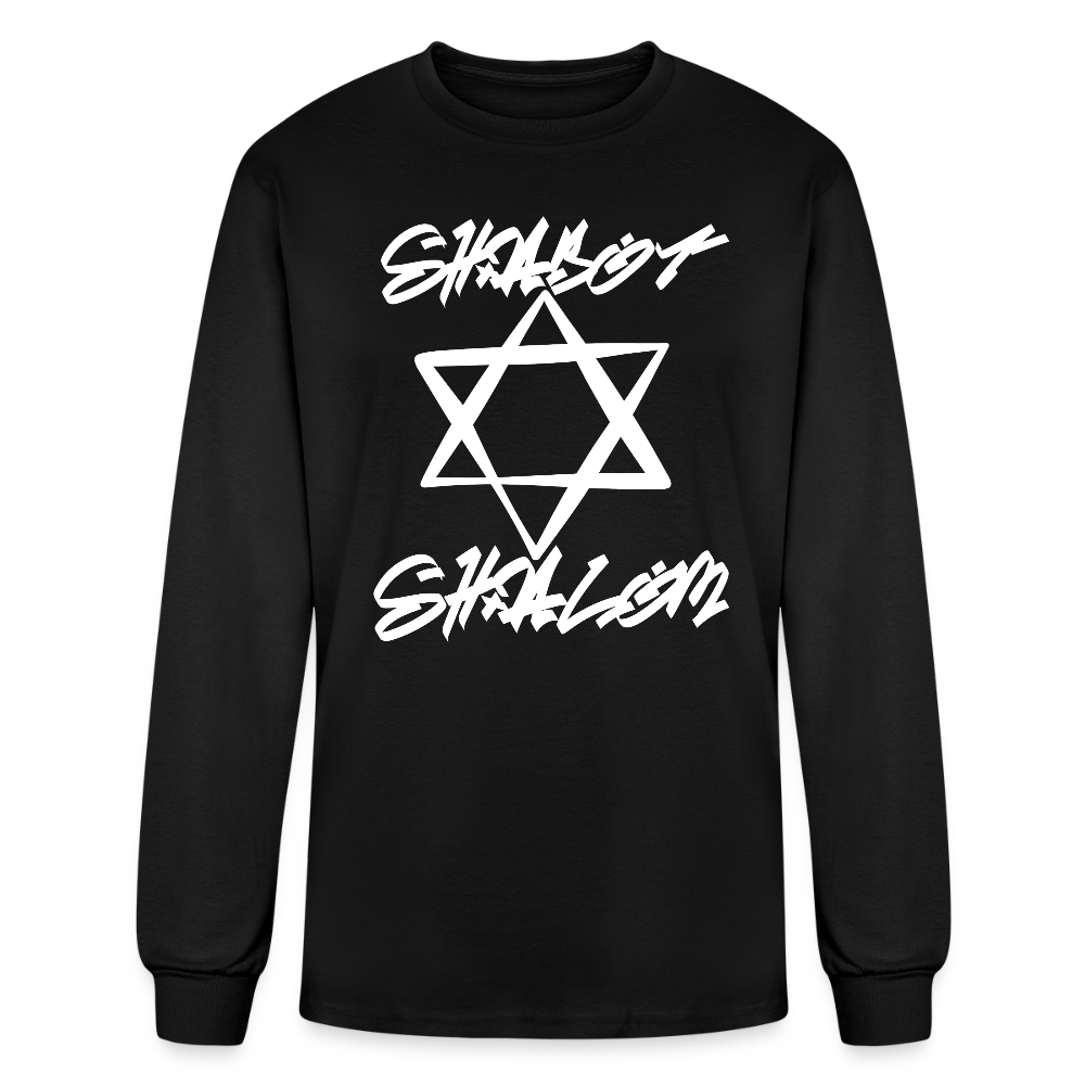 Shabbat Shalom Graffiti Light Star Men's Long Sleeve T-Shirt - black