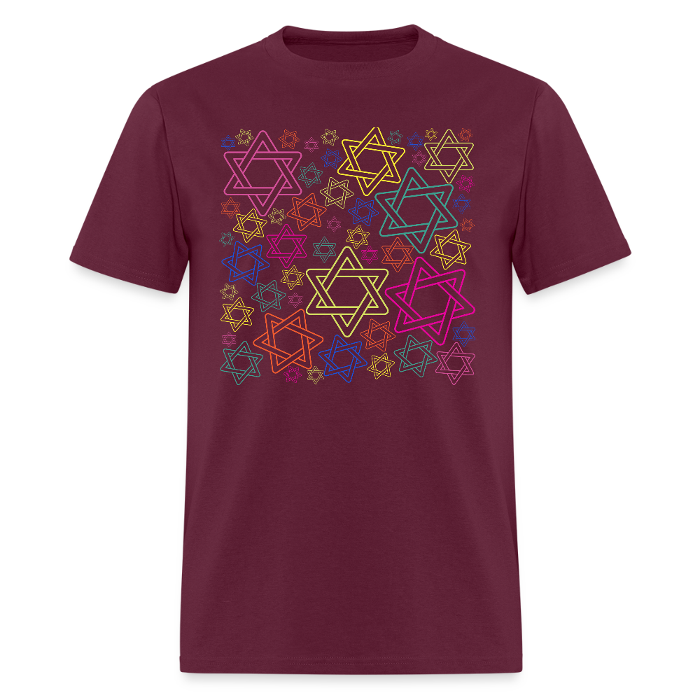 Neon Star of David Festival Men's T-Shirt | GILDAN 5000 - burgundy