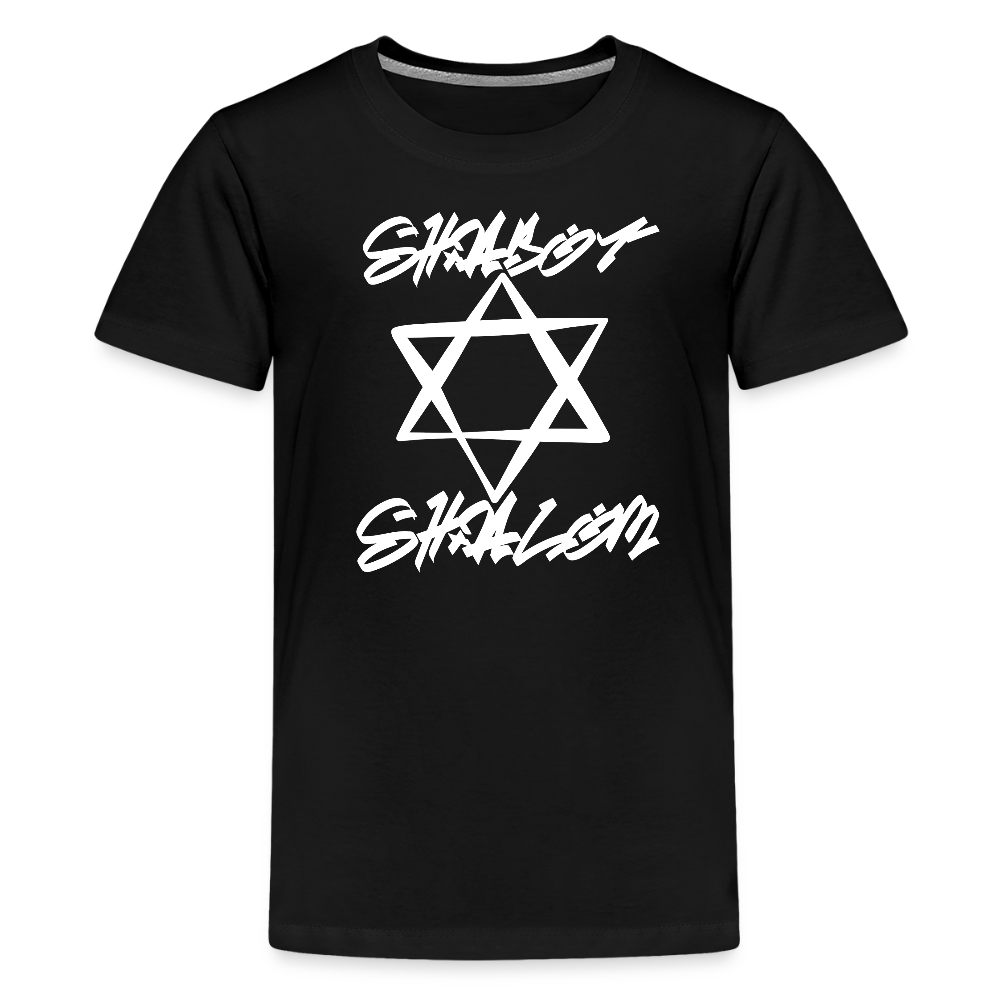 Shabbat Shalom Graffiti Light Star Kids' Premium T-Shirt - black