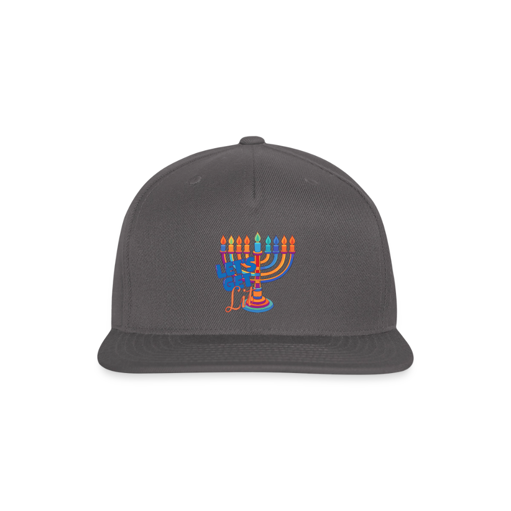 Let’s Get Lit Menorah Snapback Baseball Cap - dark grey