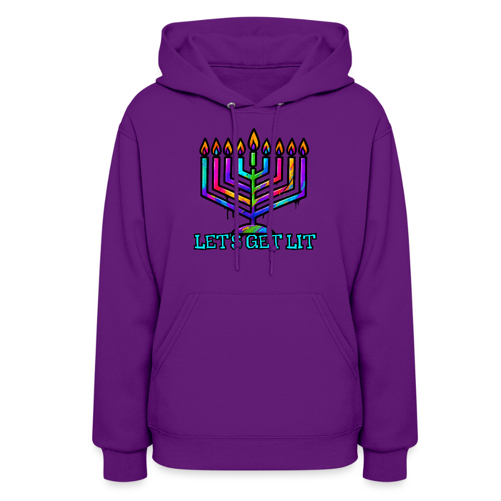 Let's Get Lit Chabad Menorah Women's Hoodie - purple