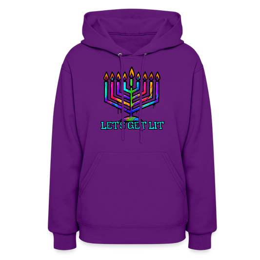Let's Get Lit Chabad Menorah Women's Hoodie - purple