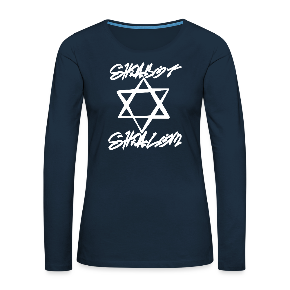 Shabbat Shalom Graffiti Light Star Women's Premium Long Sleeve T-Shirt - deep navy