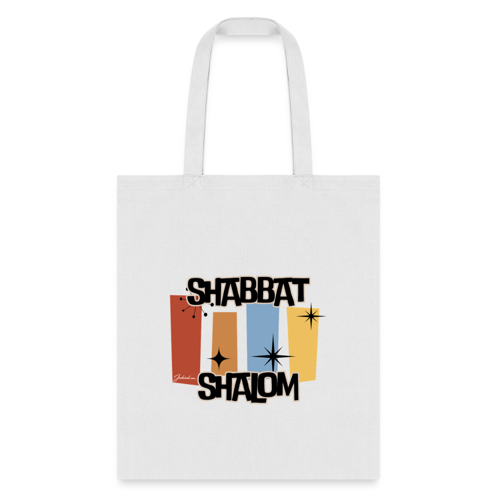 Retro Shabbat Tote Bag - white