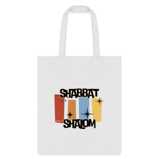 Retro Shabbat Tote Bag - white