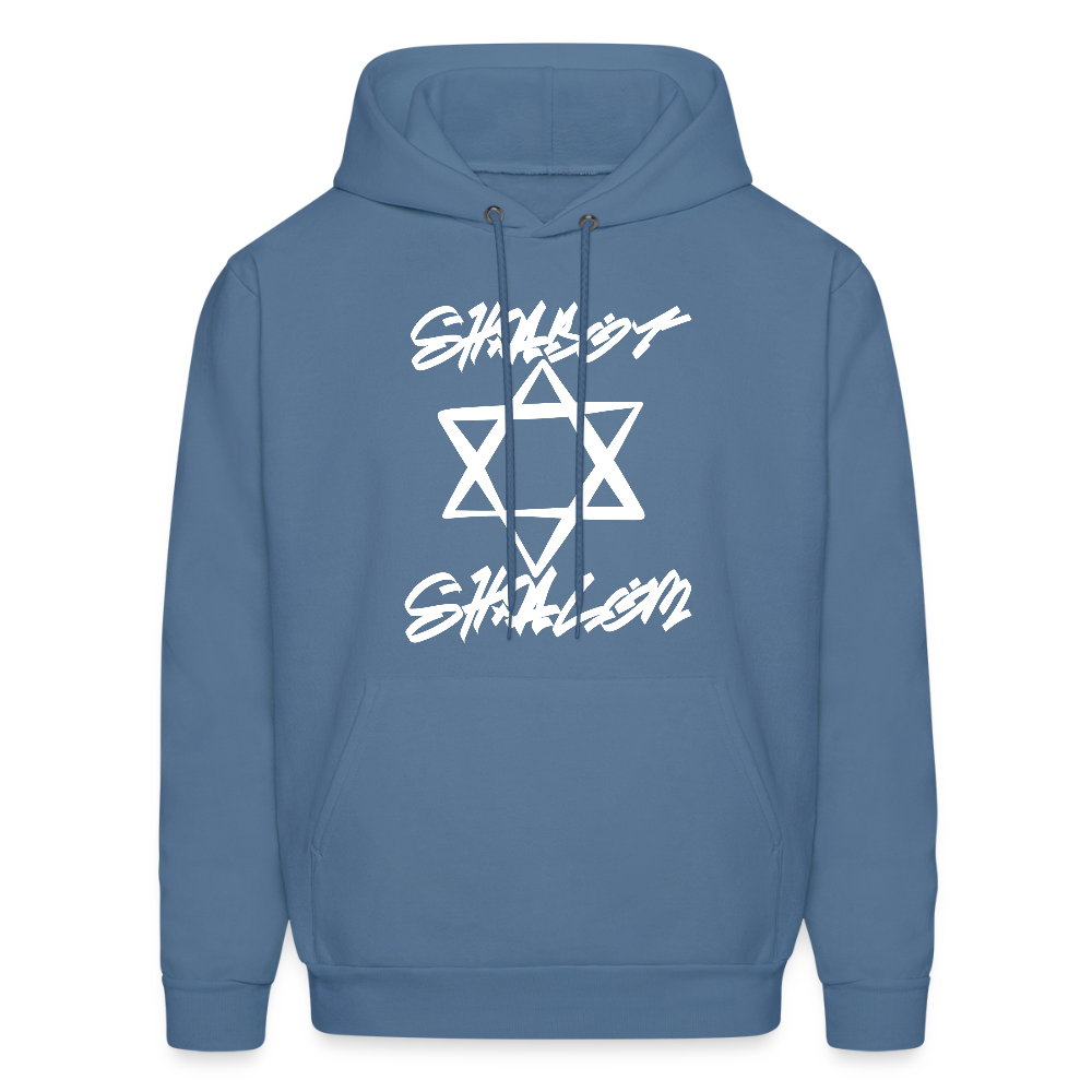 Shabbat Shalom Graffiti Light Star Men's Hoodie - denim blue