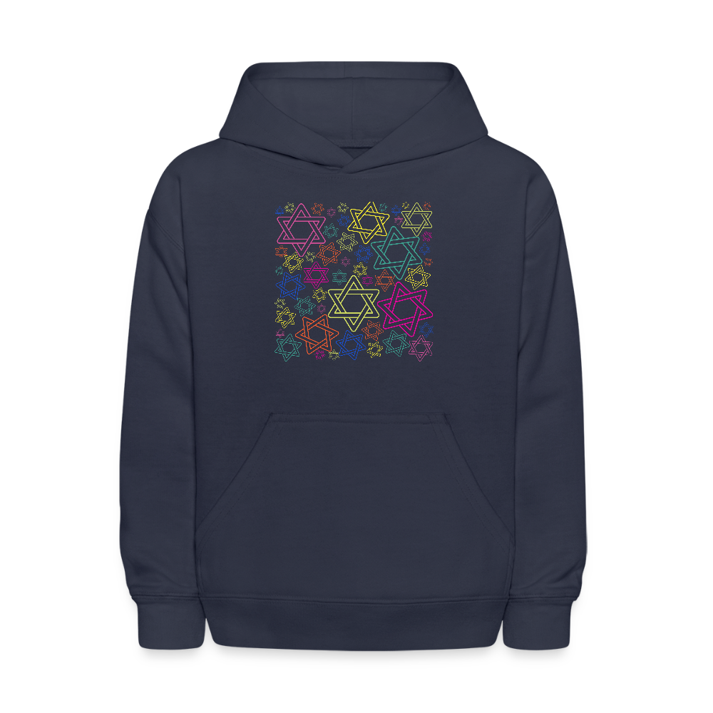 Neon Star of David Festival Kids' Hoodie - navy