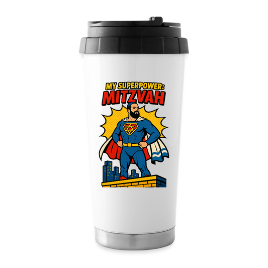 My Superpower: Mitzvah 16 oz Travel Mug - white