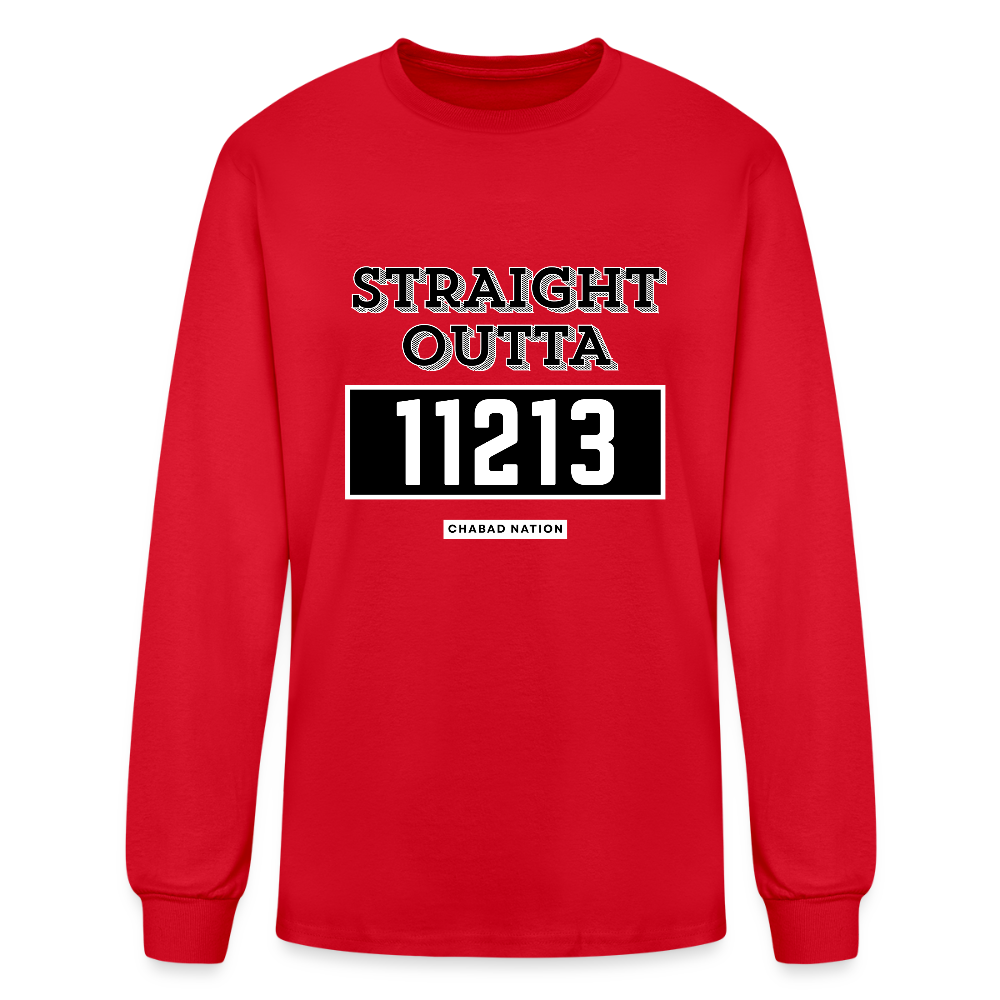 Straight Outta 11213 Men's Long Sleeve T-Shirt - red